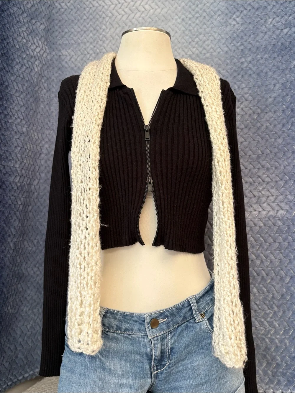 Women's Knit Scarves - Cream, Beige, Brown, Burgundy